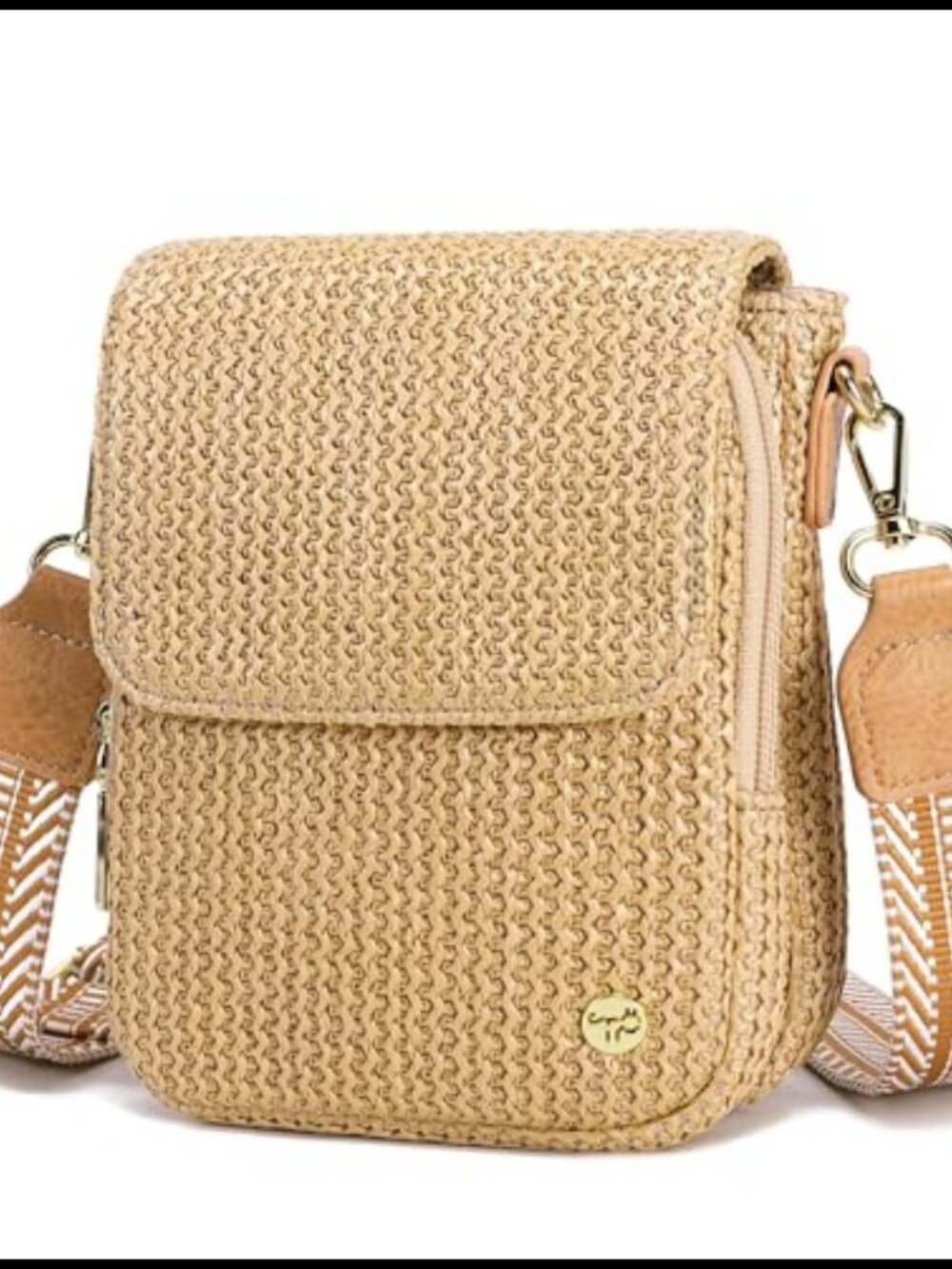 Faux Straw Crossbody Bag RFID Summer Purse Adjustable Women